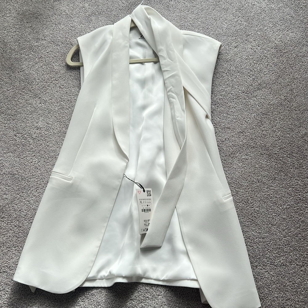 Zara White Sleeveless Blazer Vest - Picture 4 of 4